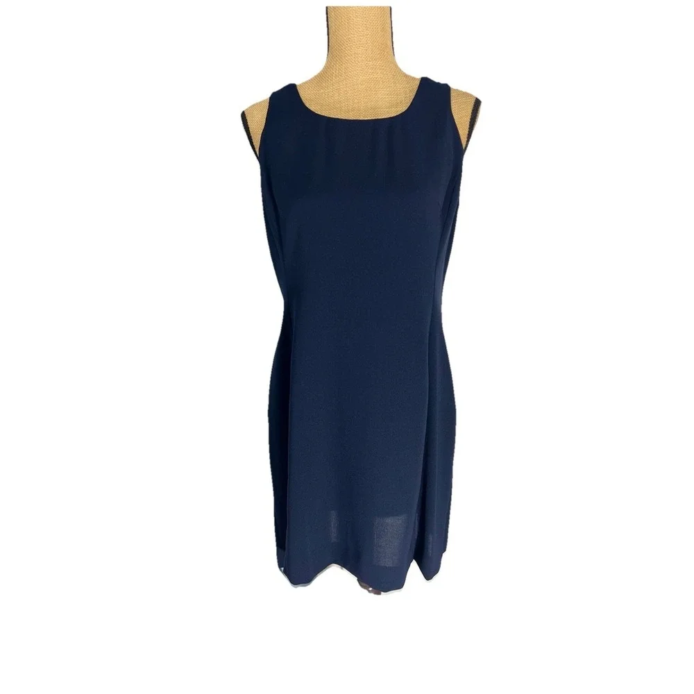 Jones New York Navy Sheath Dress Petite 12P Sleeveless Career Work Office NWT - Picture 3 of 10
